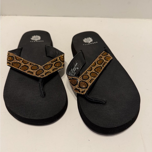 Yellow Box Black and Gold Sandals - Picture 1 of 6